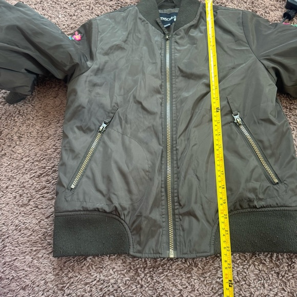 Rothschild Brown Green Bomber Jacket Youth embroidered floral M 10 12 $72 - Picture 9 of 10